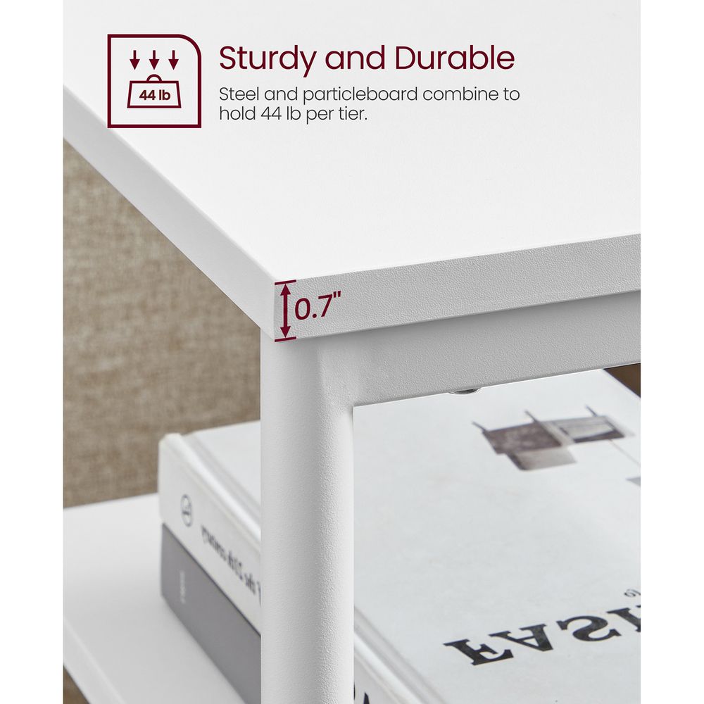 Small End Table With 3 Tiers – Industrial Design – Slim Space-Saving Table