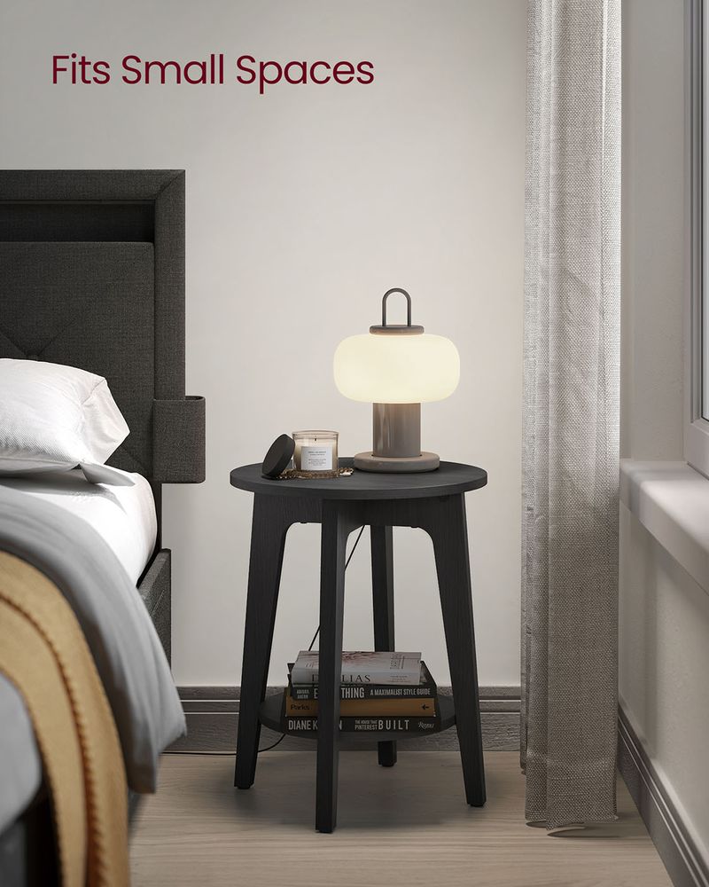 Round End Table - Small - With Lower Shelf Storage