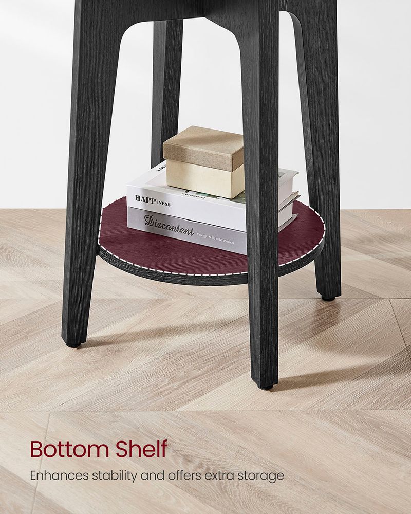 Round End Table - Small - With Lower Shelf Storage