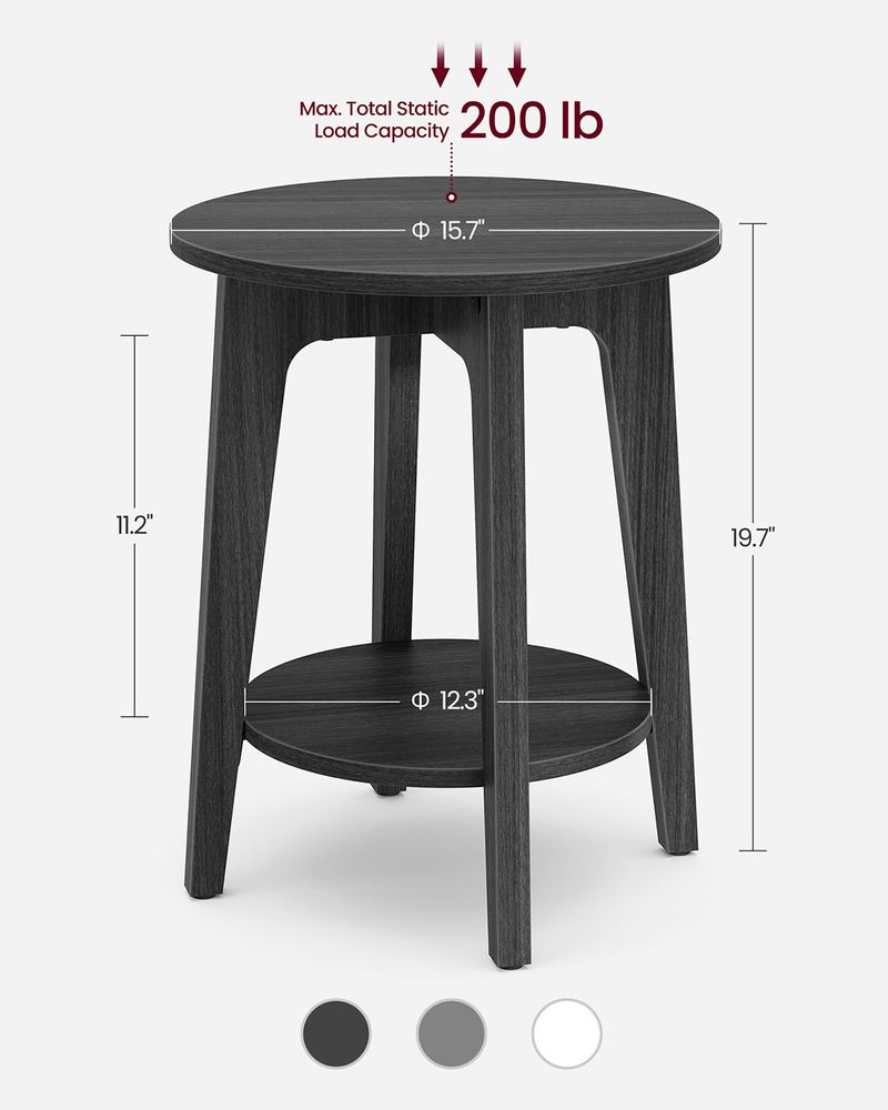 Round End Table - Small - With Lower Shelf Storage