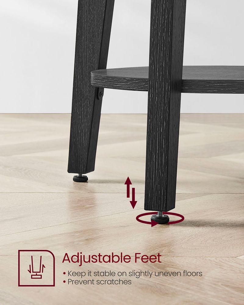 Small Round End Table – Lower Shelf – Space-Saving Side Table