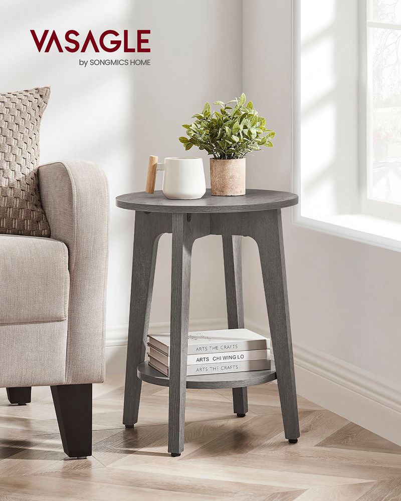 Round End Table - Small - With Lower Shelf Storage