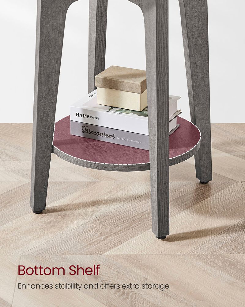 Small Round End Table – Lower Shelf – Space-Saving Side Table