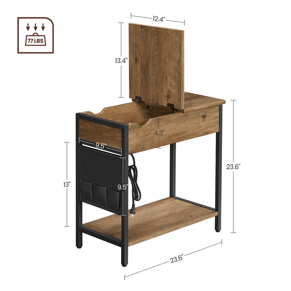 End Tables Set With Charging Station – USB Ports & Outlets – Storage Shelves