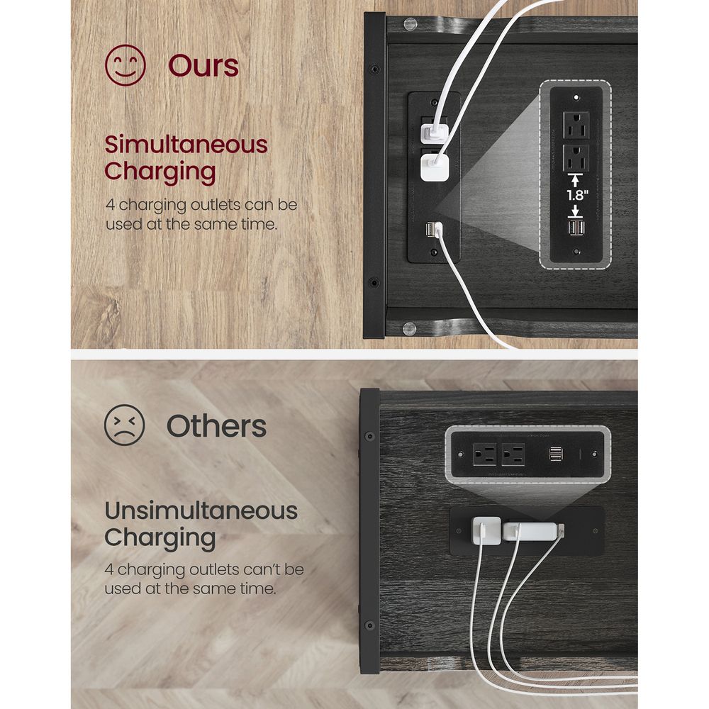 End Tables Set With USB Ports And Outlets - Power Storage