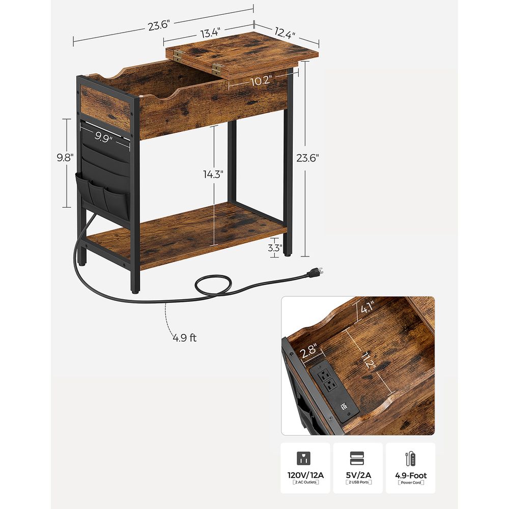 End Tables Set With USB Ports And Outlets - Power Storage