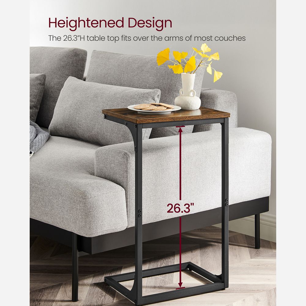 C-Shaped End Table - Metal Frame - Slim Side Table For Sofa