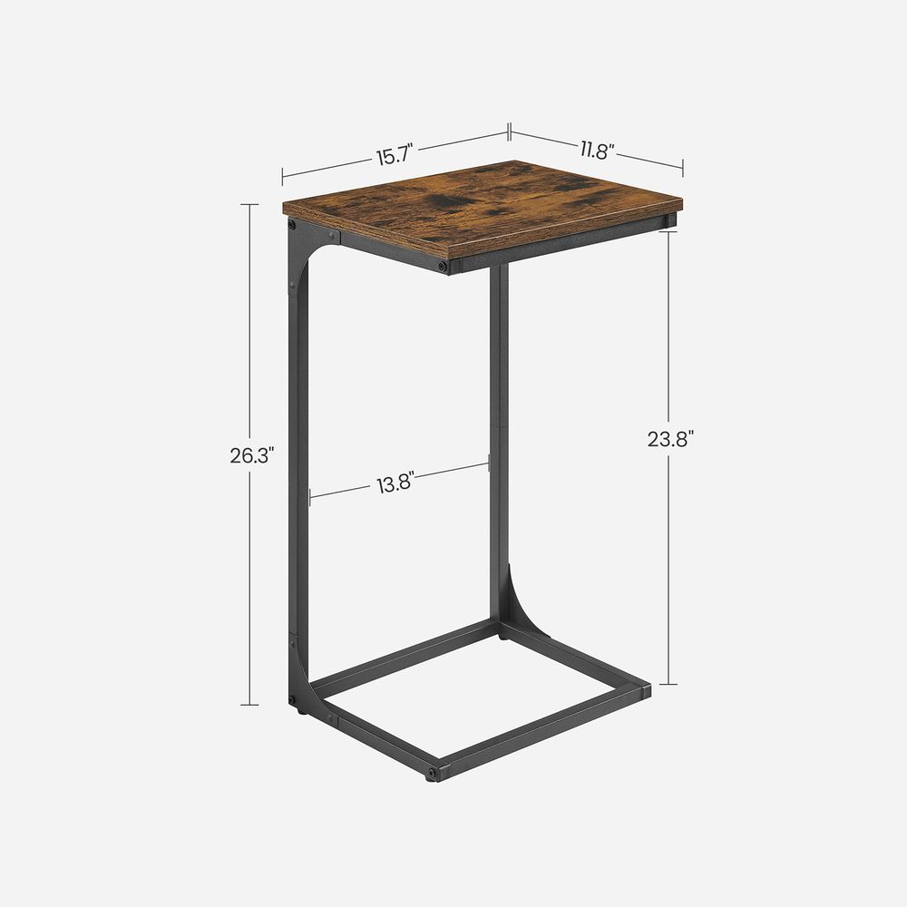 C-Shaped End Table - Metal Frame - Slim Side Table For Sofa
