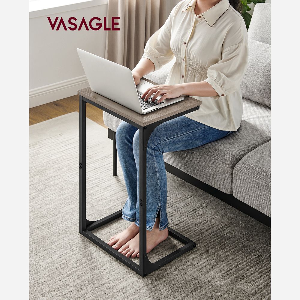 C-Shaped End Table - Metal Frame - Slim Side Table For Sofa