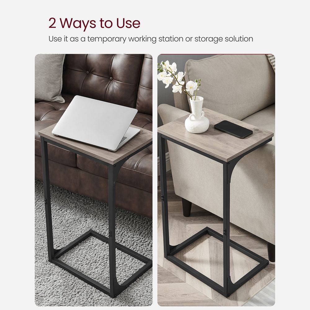 C-Shaped End Table - Metal Frame - Slim Side Table For Sofa
