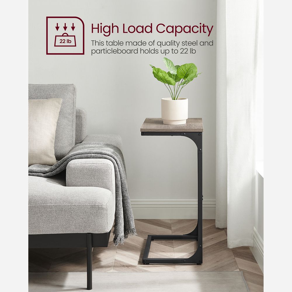 C-Shaped End Table - Metal Frame - Slim Side Table For Sofa