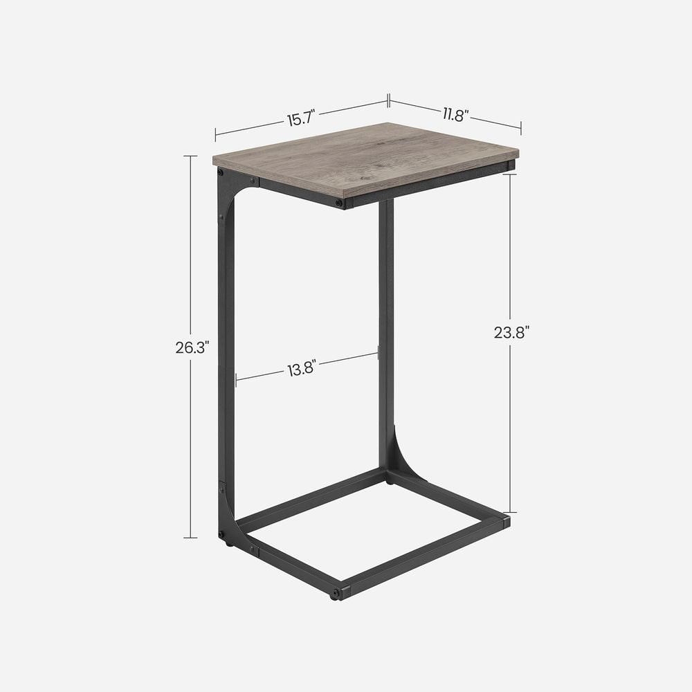 C-Shaped End Table - Metal Frame - Slim Side Table For Sofa
