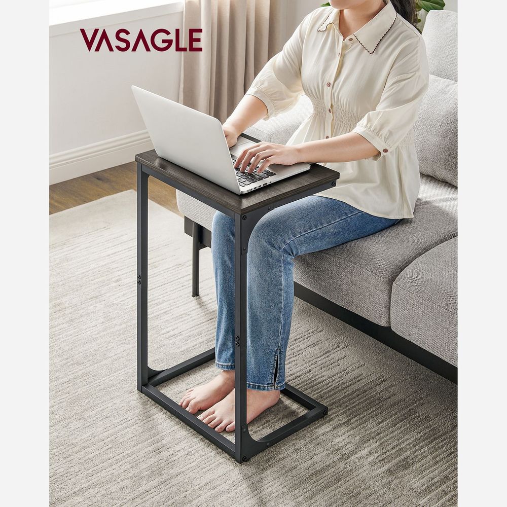 C-Shaped End Table - Metal Frame - Slim Side Table For Sofa