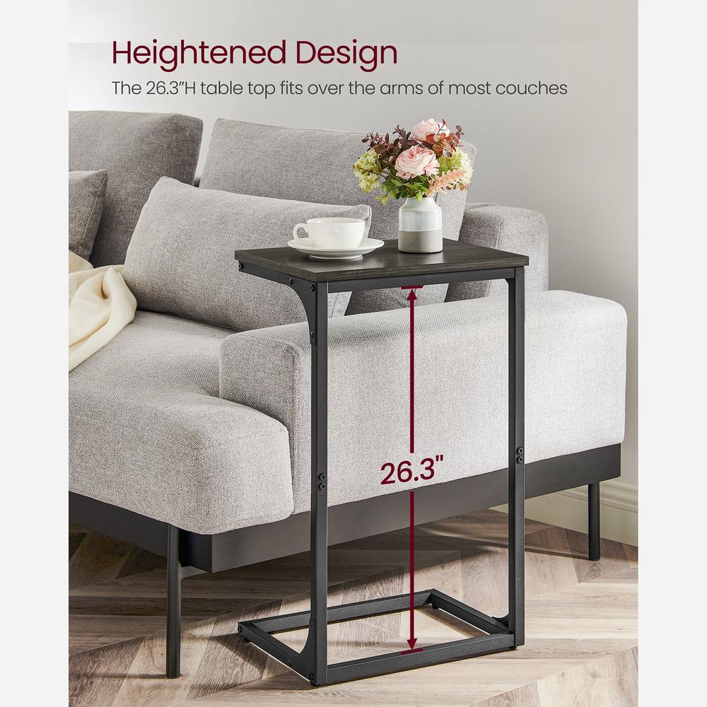 C-Shaped End Table - Metal Frame - Slim Side Table For Sofa