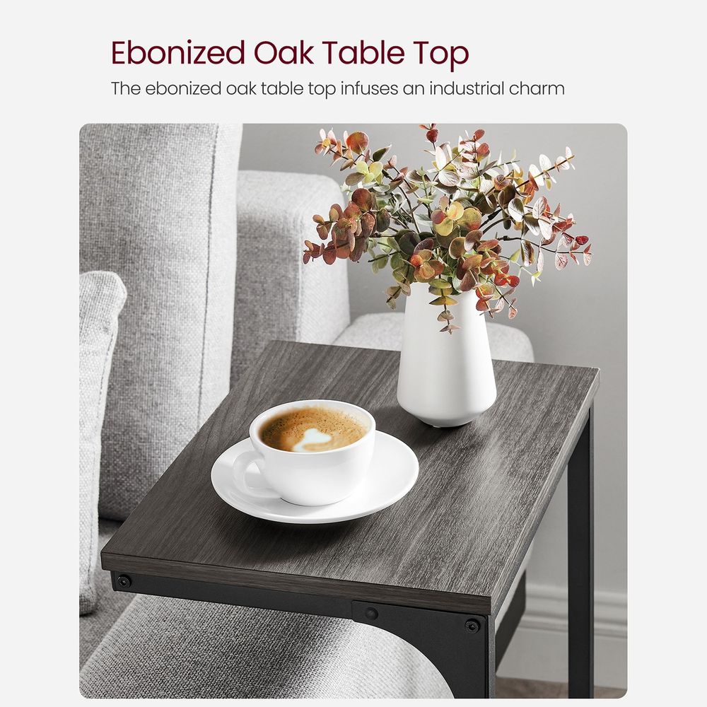 C-Shaped End Table - Metal Frame - Slim Side Table For Sofa