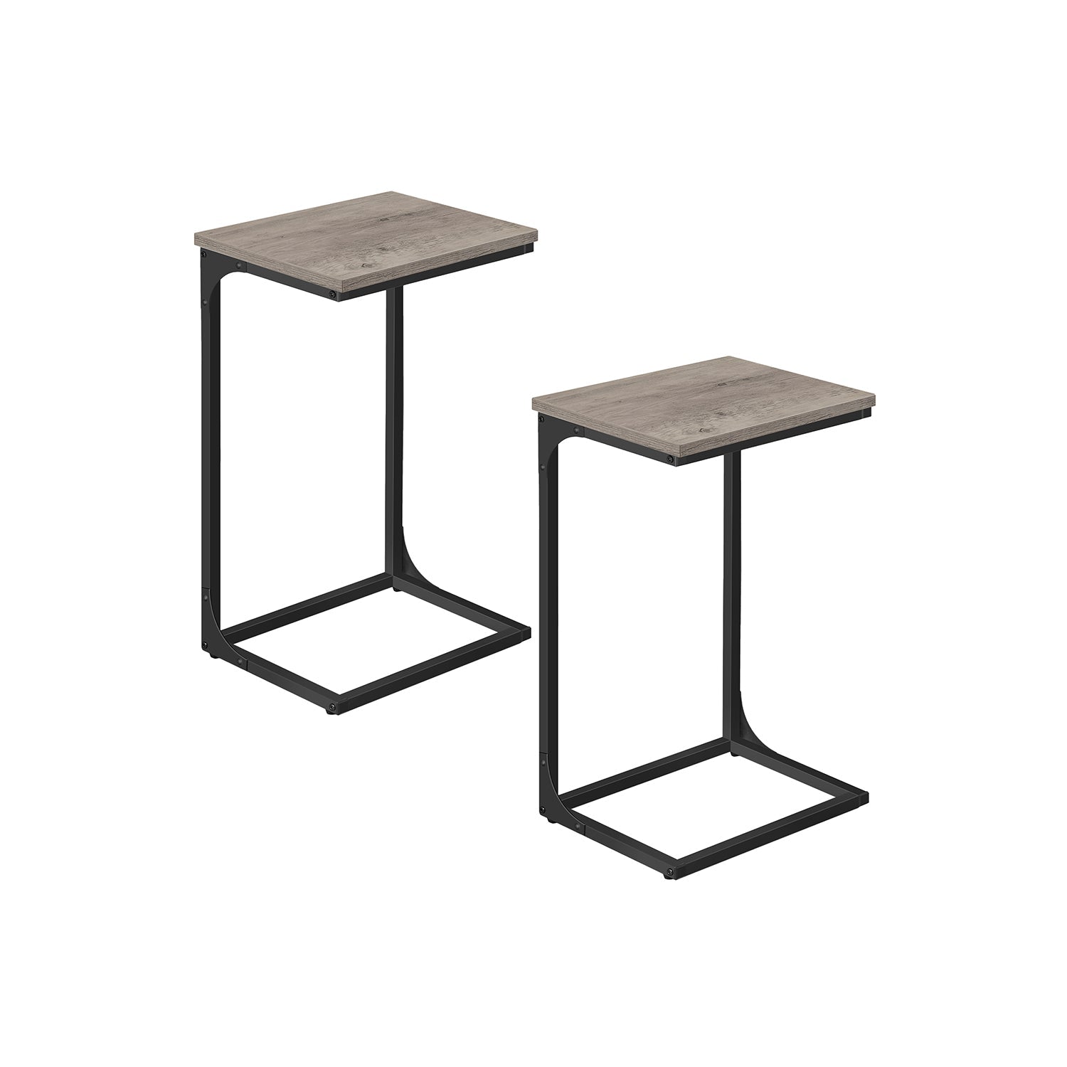C-Shaped End Table - Metal Frame - Slim Side Table For Sofa