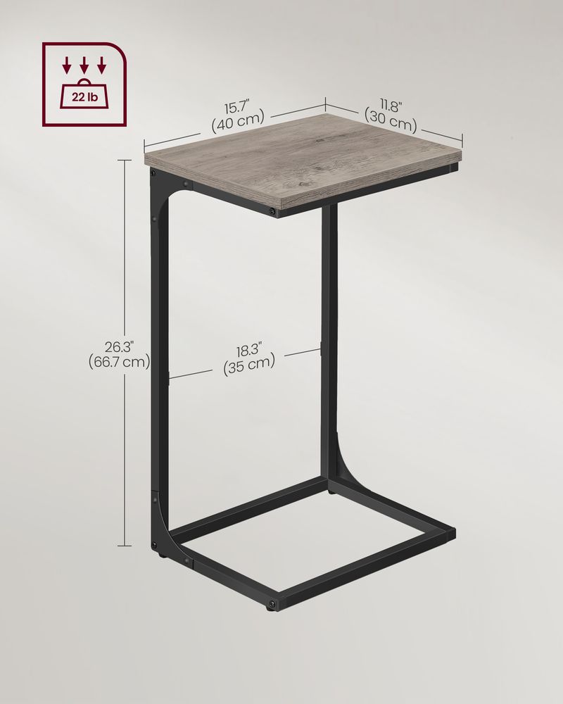 C-Shaped End Table - Metal Frame - Slim Side Table For Sofa