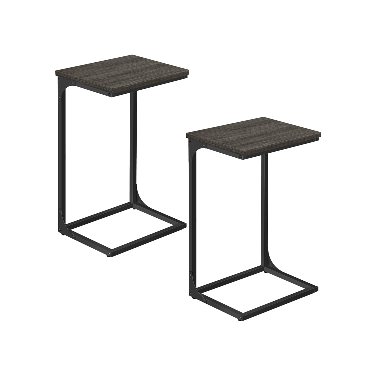 C-Shaped End Table - Metal Frame - Slim Side Table For Sofa