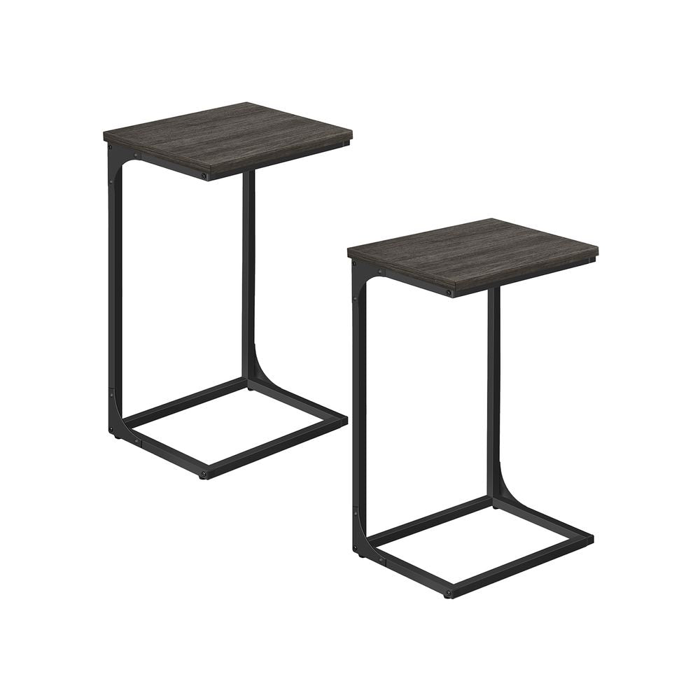 C-Shaped End Table - Metal Frame - Slim Side Table For Sofa