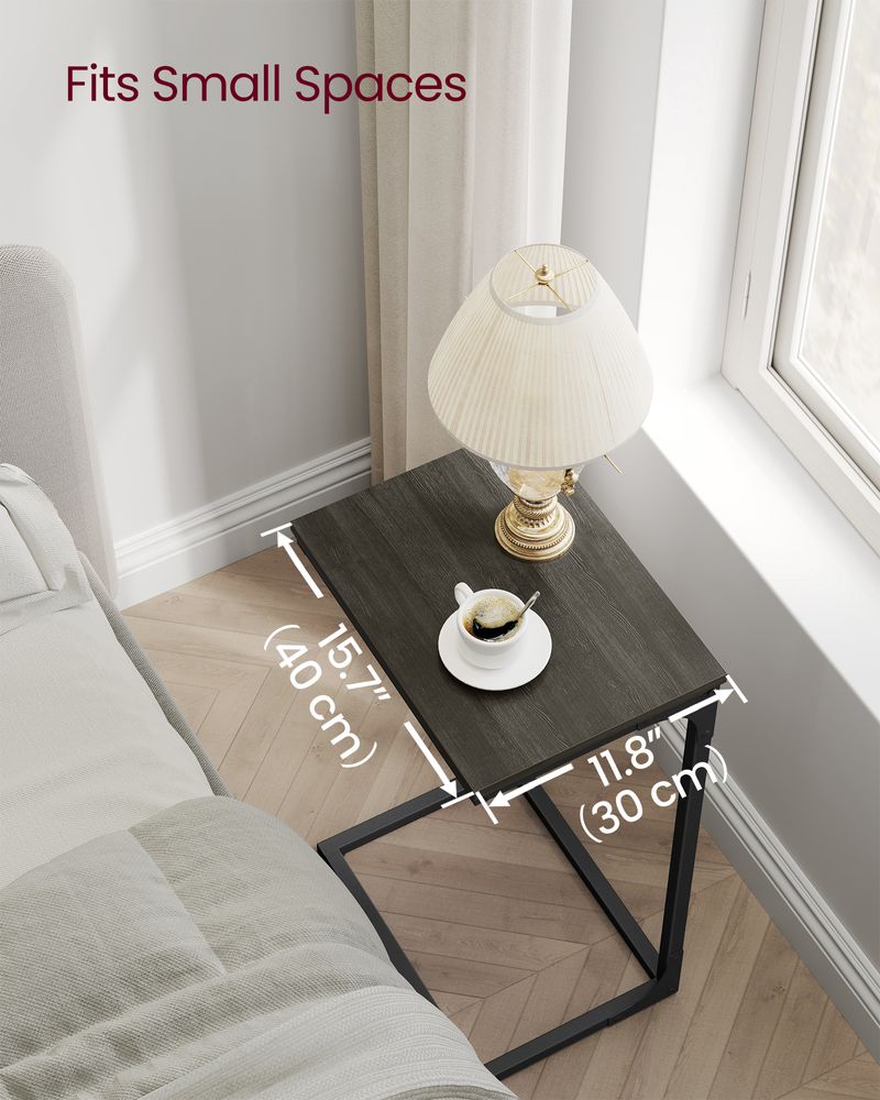 C-Shaped End Table - Metal Frame - Slim Side Table For Sofa