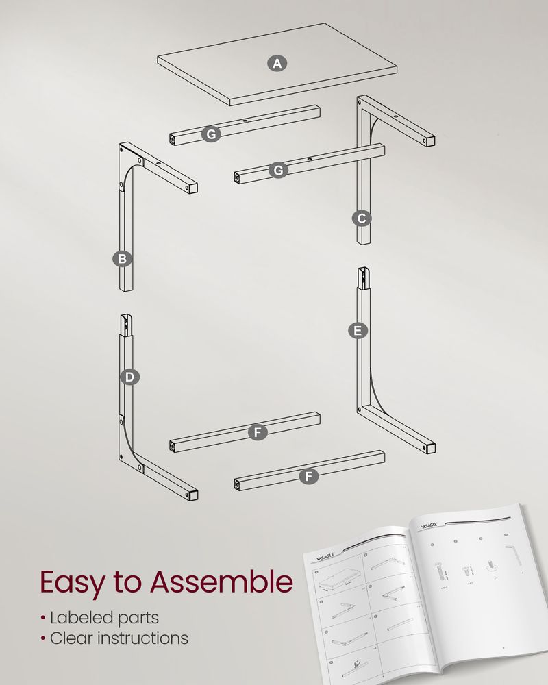 C-Shaped End Table - Metal Frame - Slim Side Table For Sofa