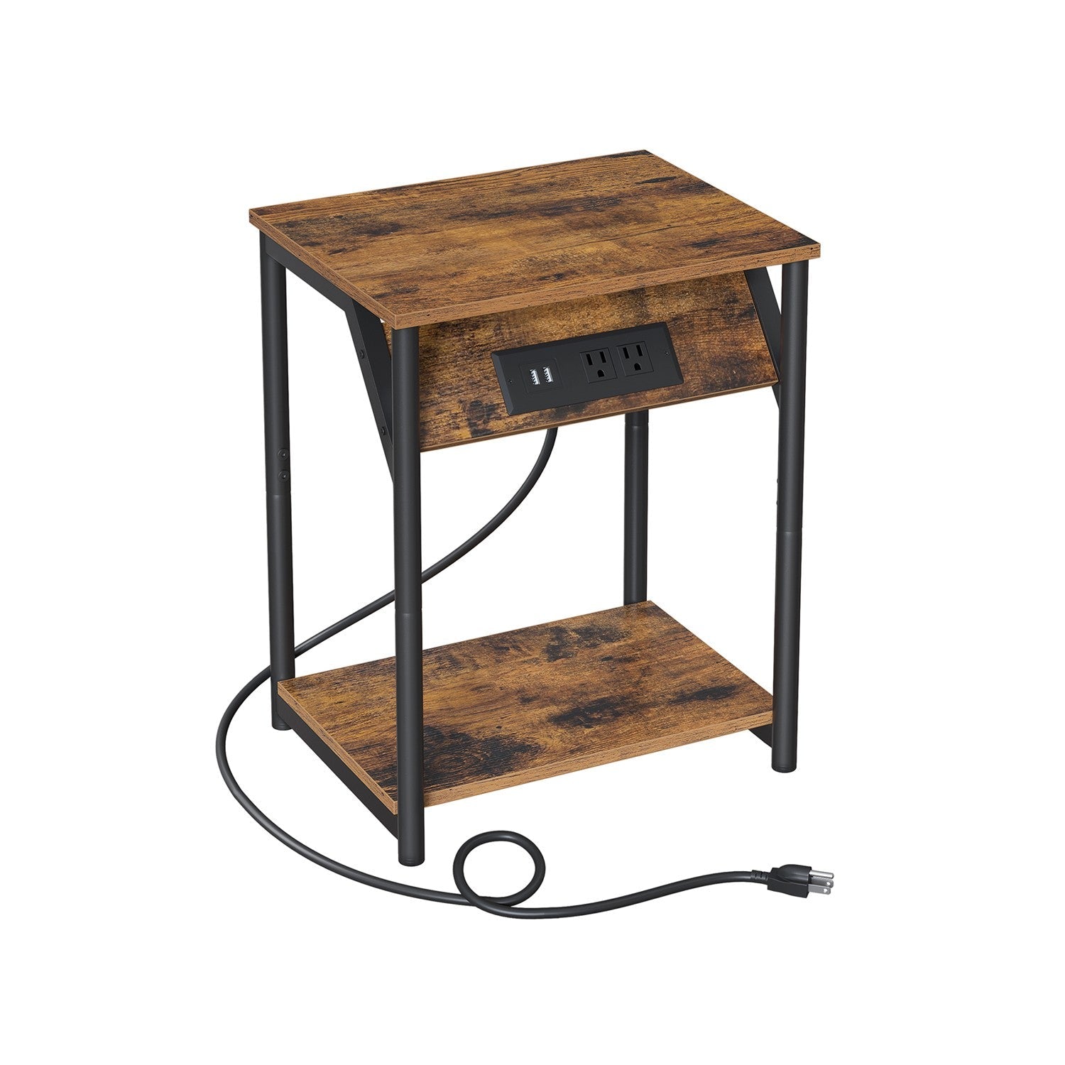 End Table - Charging Station With USB Outlets - Storage Shelf