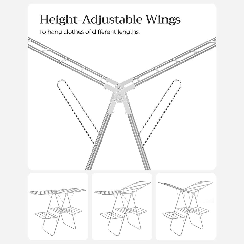Clothes Drying Rack - Foldable 2 Level - Adjustable Height Wings