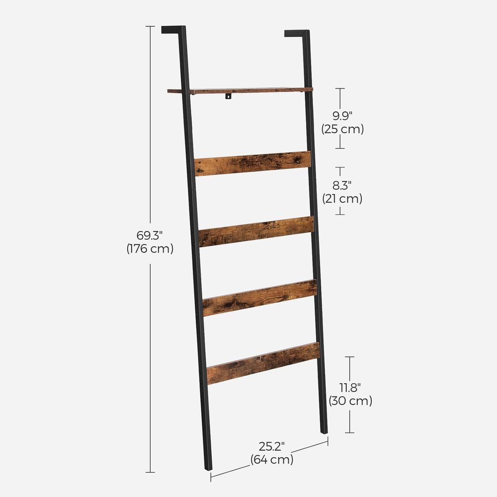 Wall-Leaning Blanket Ladder – Top Storage Shelf – Vertical Towel Rack
