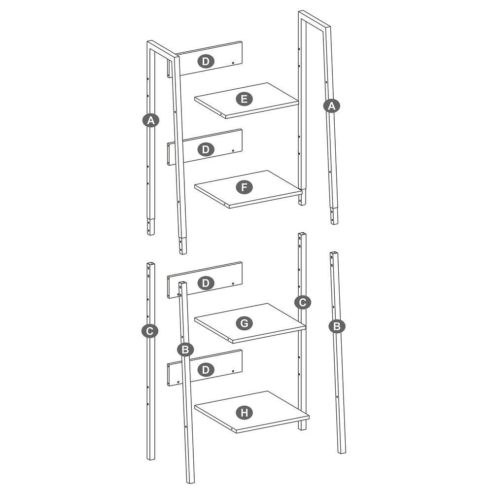 Ladder Shelf - 4 Tier Slim - Metal Frame Storage Shelf