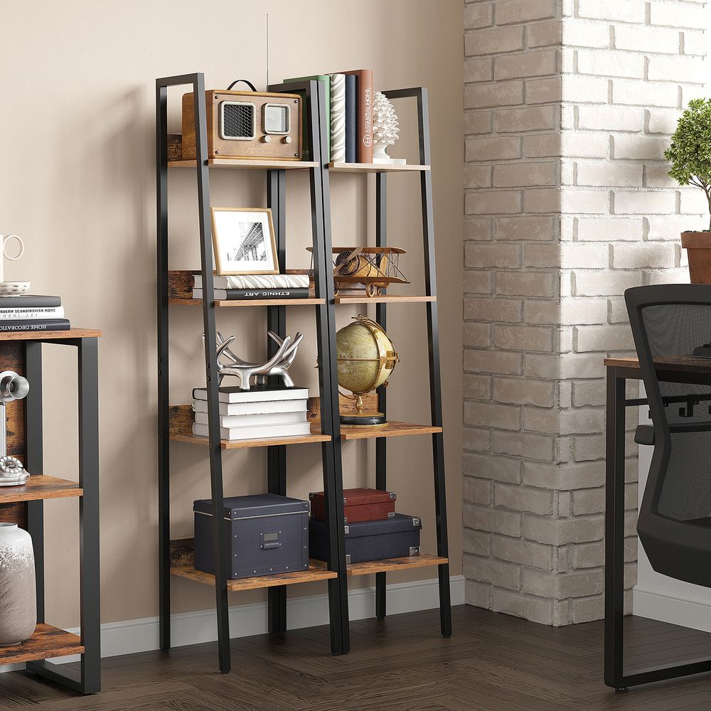 Ladder Shelf - 4 Tier Slim - Metal Frame Storage Shelf