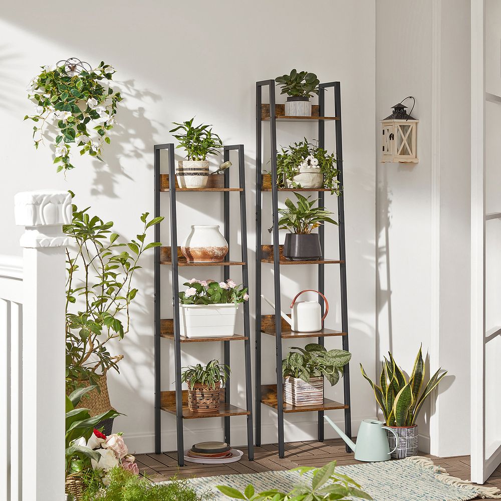 Ladder Shelf - 4 Tier Slim - Metal Frame Storage Shelf