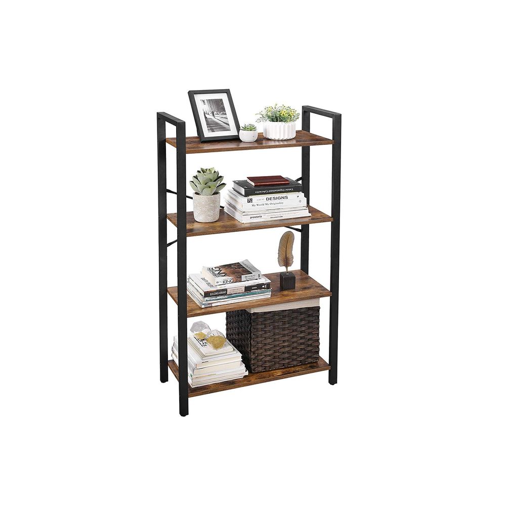 Bookshelf - 4 Tier Tall - Steel Frame - Space Saving