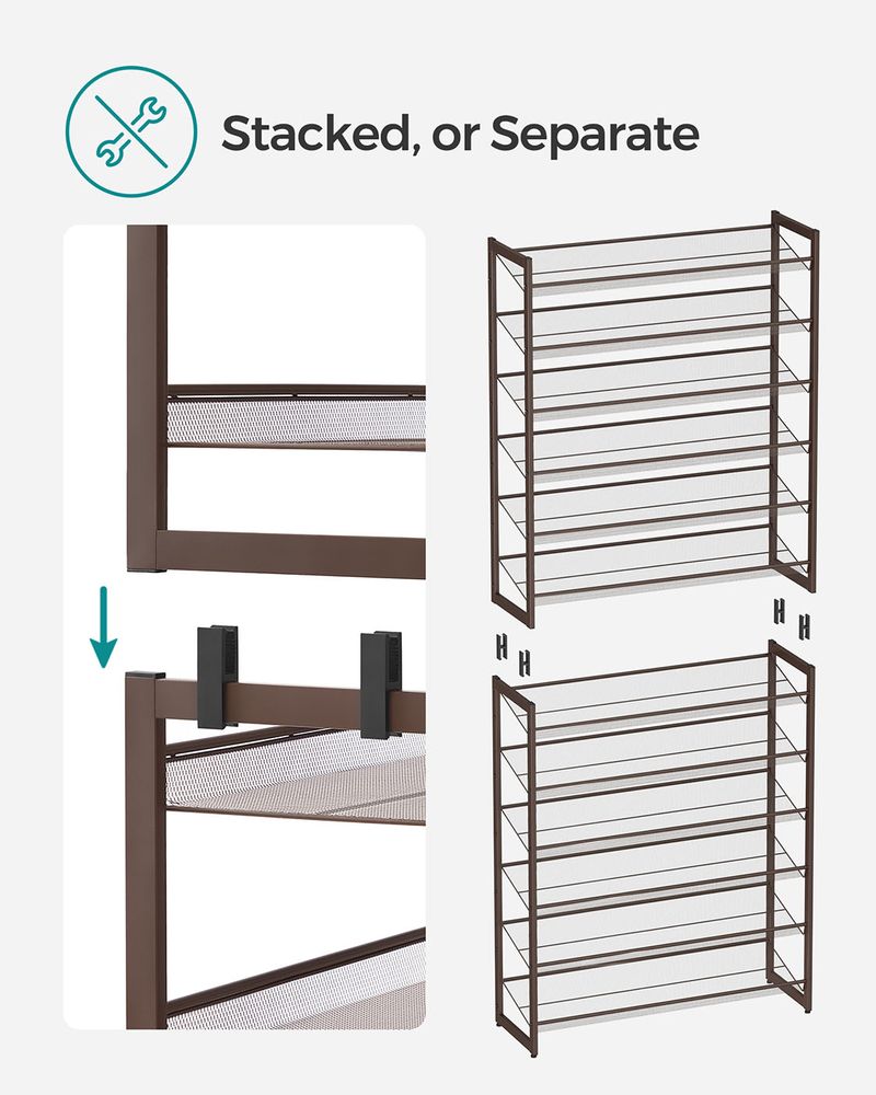 Shoe Organizer Rack - 12 Tier Metal - Large Capacity Storage