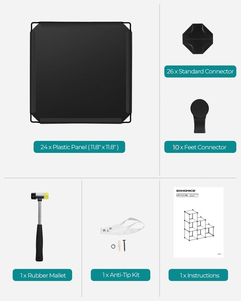 Cube Storage Organizer - 6 Cubes With Feet - Modular Design
