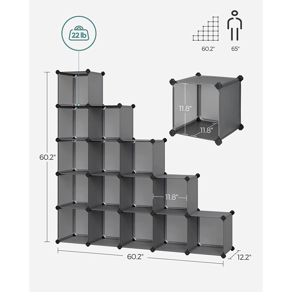 Cube Storage Organizer - Modular Plastic - Set Of 16 Cubes