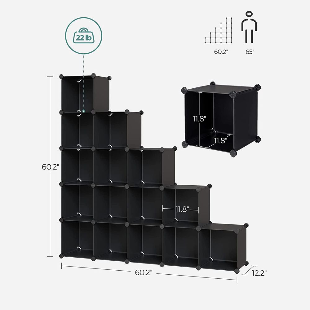 Cube Storage Organizer - Modular Plastic - Set Of 16 Cubes