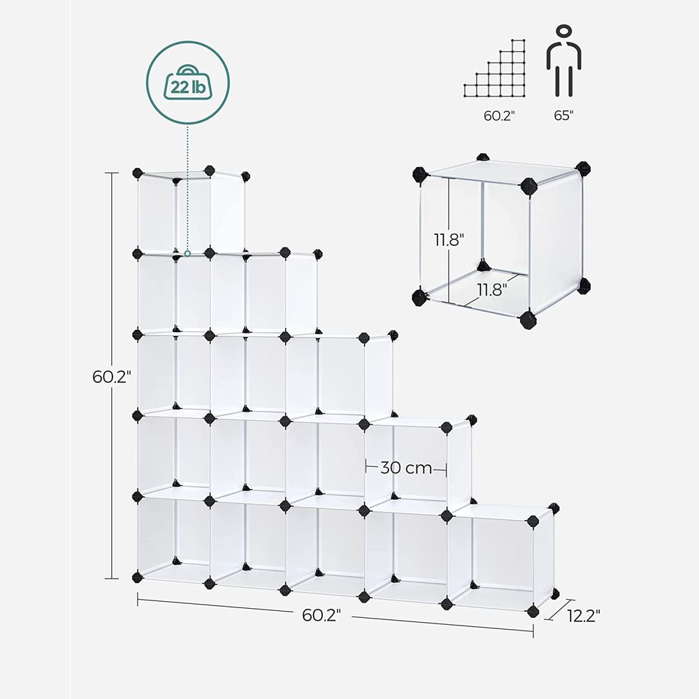 Cube Storage Organizer - Modular Plastic - Set Of 16 Cubes