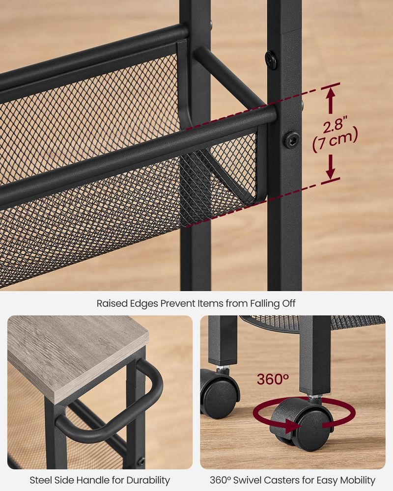 Rolling Storage Cart - 4 Or 5 Tier - Slim With Wheels
