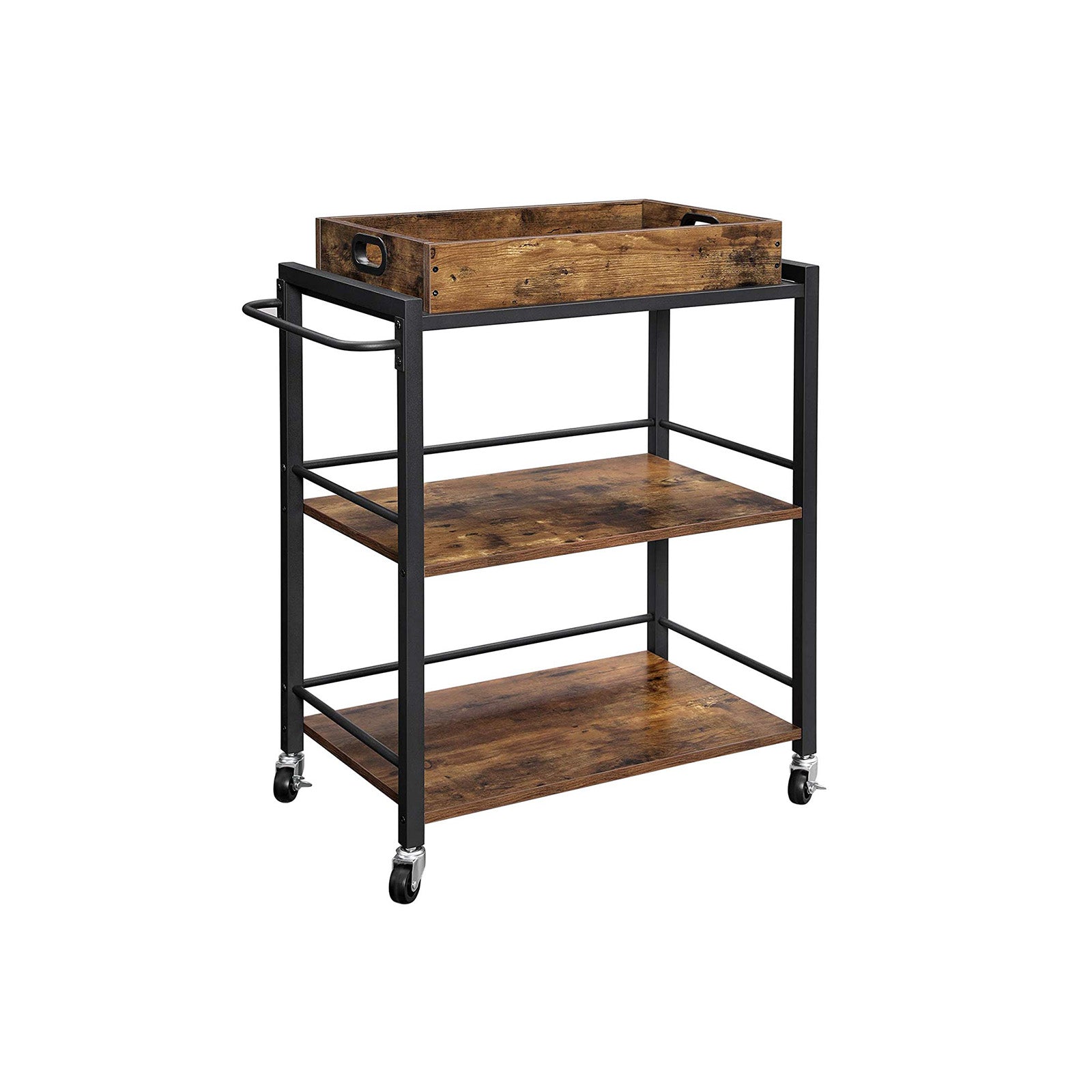 Kitchen Serving Cart - With Removable Tray - Rolling Trolley
