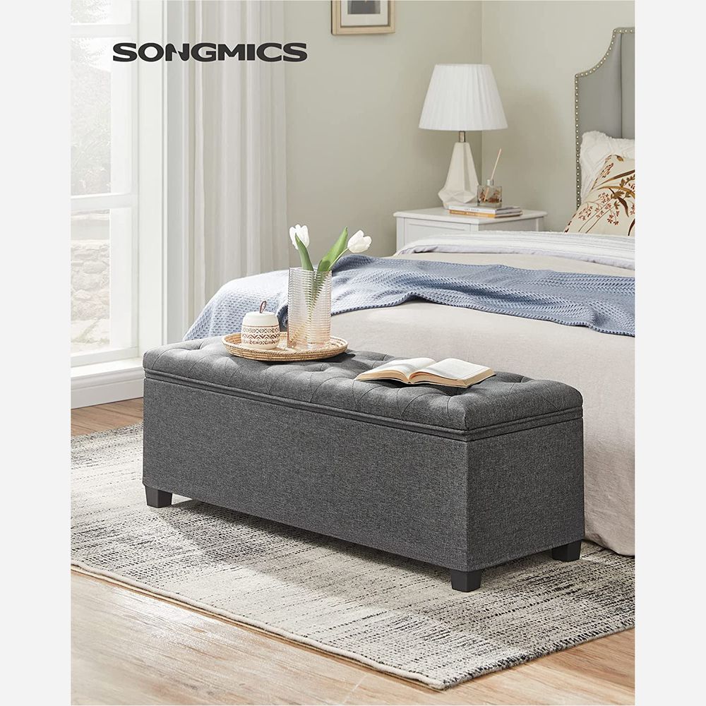 Storage Ottoman Bench With Legs - 660 lb Load - Large Capacity