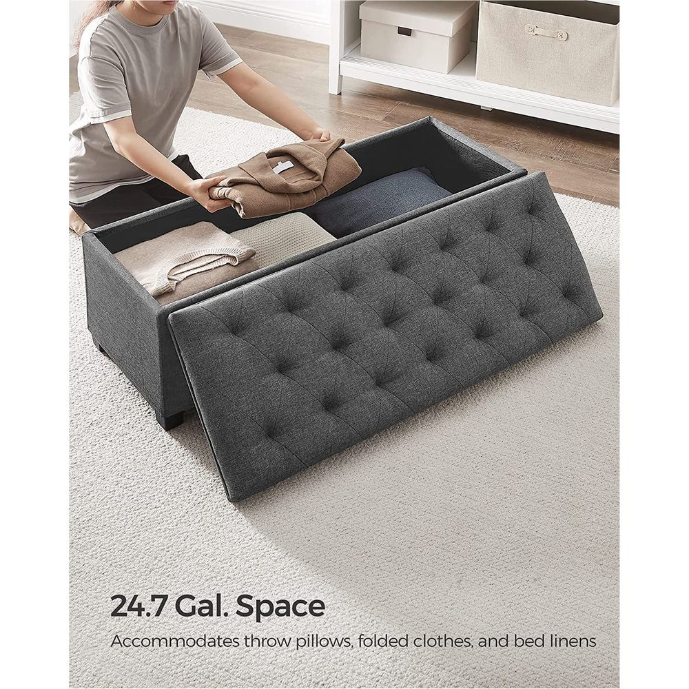 Storage Ottoman Bench With Legs - Large Capacity - 660 lb Load