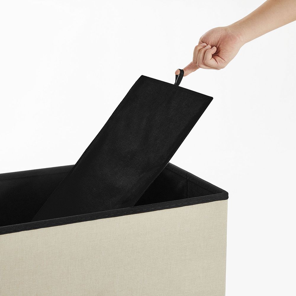 Storage Ottoman Bench - 30 Inch Folding - Linen Upholstered Storage