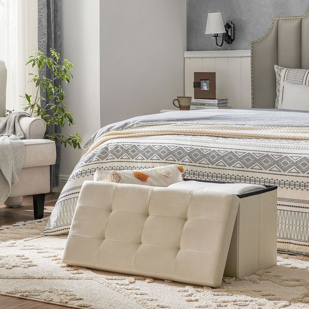 Storage Ottoman Bench - 30 Inch Folding - Multi Use