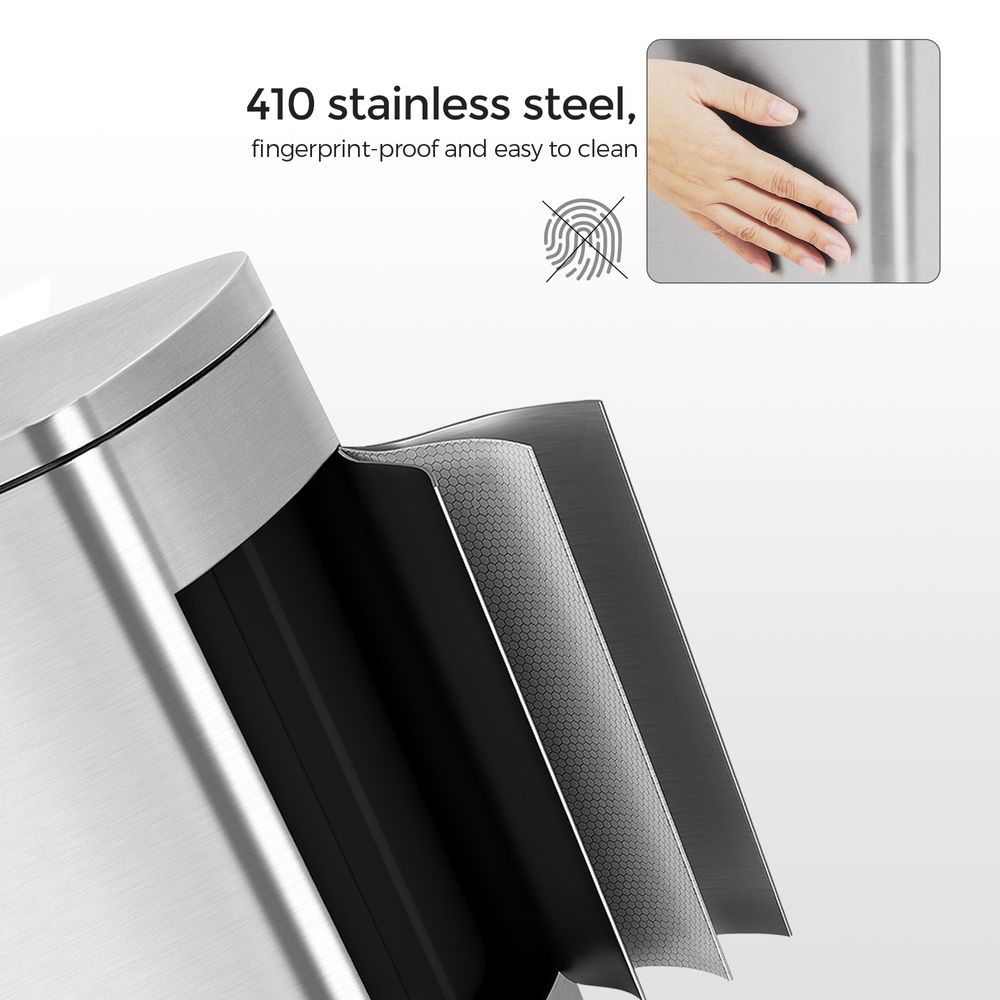 3 Gallon Step Trash Can – Soft Close Lid – Stainless Steel Kitchen Bin