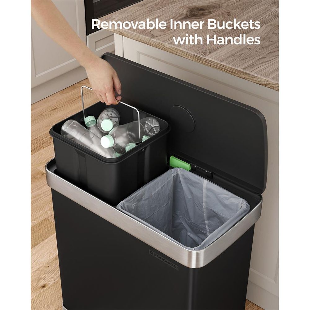 Trash Can - 16 Gallon Dual Compartment - Soft Close Lid