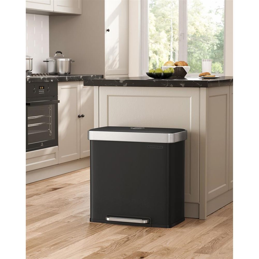 Trash Can - 16 Gallon Dual Compartment - Soft Close Lid