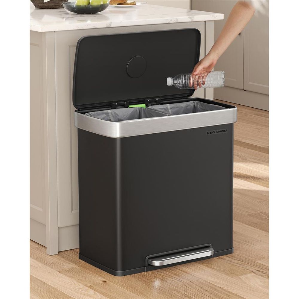 Trash Can - 16 Gallon Dual Compartment - Soft Close Lid