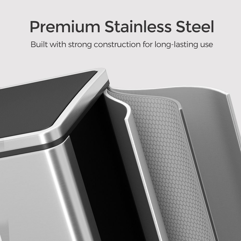 Double Trash Can With 2 Compartments – 2 x 8 Gallon – Soft Close Step Bin