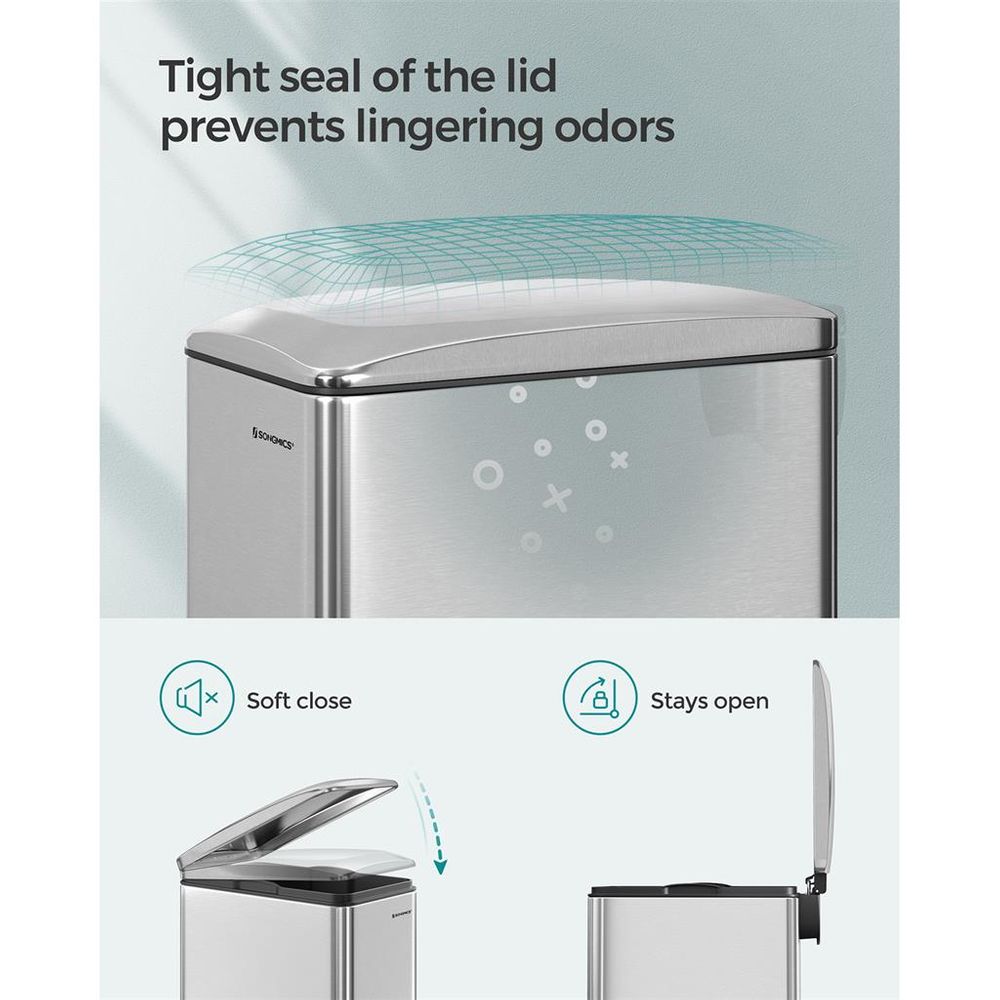 Garbage Can - 13 Gallon Slim - Soft Close Lid - Narrow Spaces