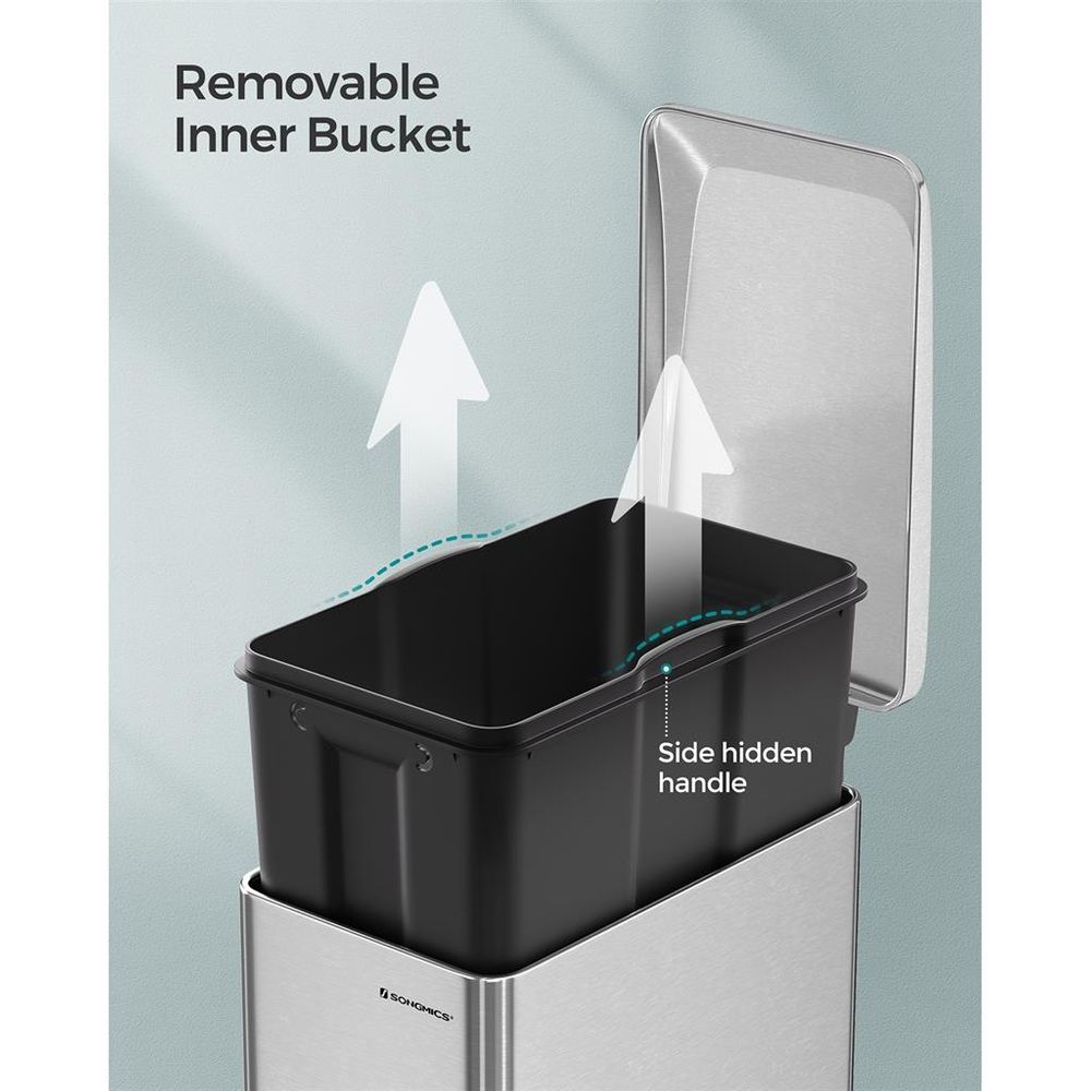 Garbage Can - 13 Gallon Slim - Soft Close Lid - Narrow Spaces